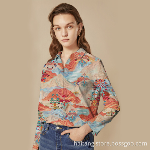 Fashionable Shirt Textile Digital Printing Fabric Retro Soft